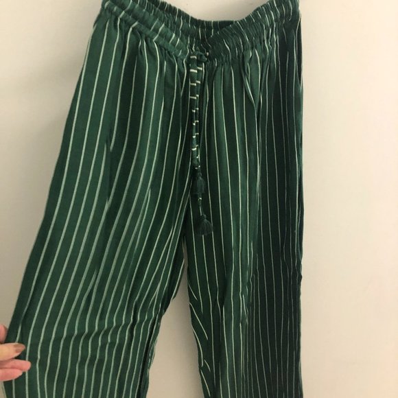 green striped palazzo pants
